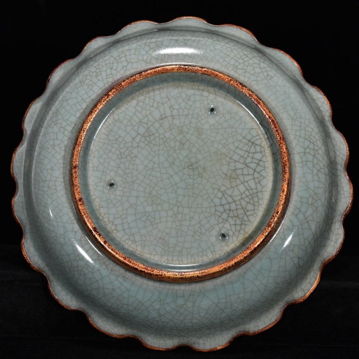 宋汝窯包口銘文花口洗，高5厘米，直徑21.厘米，30091151古玩收藏擺件