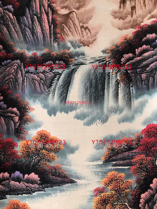 B【魏紫𤋮】山水，四尺純手繪作品，尺寸:202＊88cm左右，畫芯尺寸:130