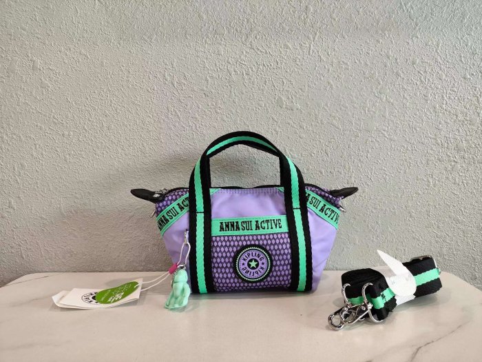 薆蕒苞 Kipling猴子包 KI3717 小手提包 預購 ANNA SUI 網眼紫拼接系列 馬卡龍配色 兩用手拎斜跨包