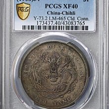 1908年北洋造光緒元寶，PCGS評級XF40分，長尾短云版別。龍鱗深打立體