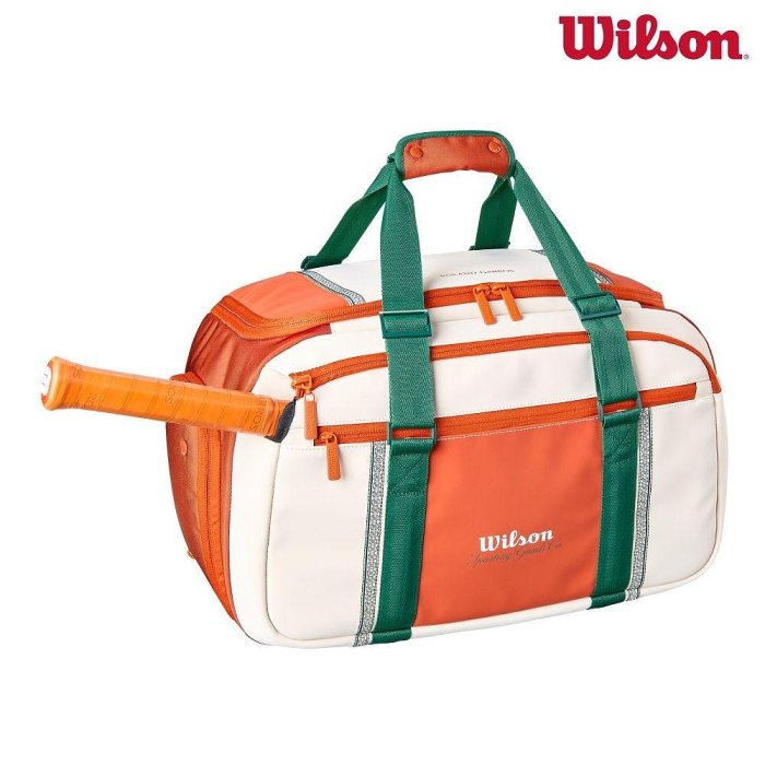 【曼森體育】Wilson ROLAND GARROS SMALL DUFFEL Cream 圓筒包 可裝2支球拍 法網系列