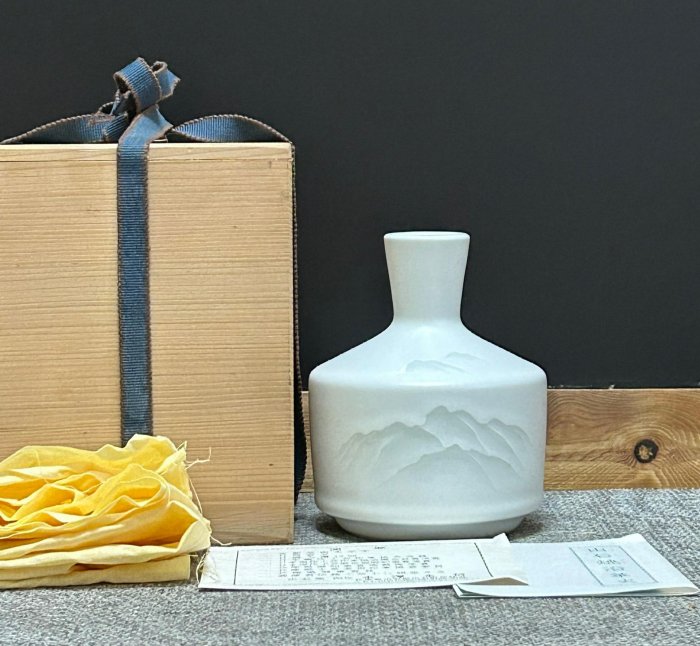 日本出石燒名家永澤永信作白瓷花瓶全品全新有原盒、陶曆、貢布| Yahoo拍賣