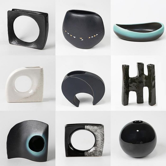 日本進口自由花花器陶瓷一葉式池坊小原流草月流日式花道器皿-興龍家居