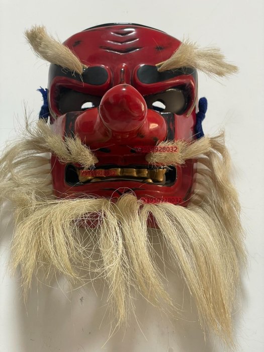 日本中古木雕天狗面具面具裝飾掛件實木面具有作者落款尺寸:長寬約21