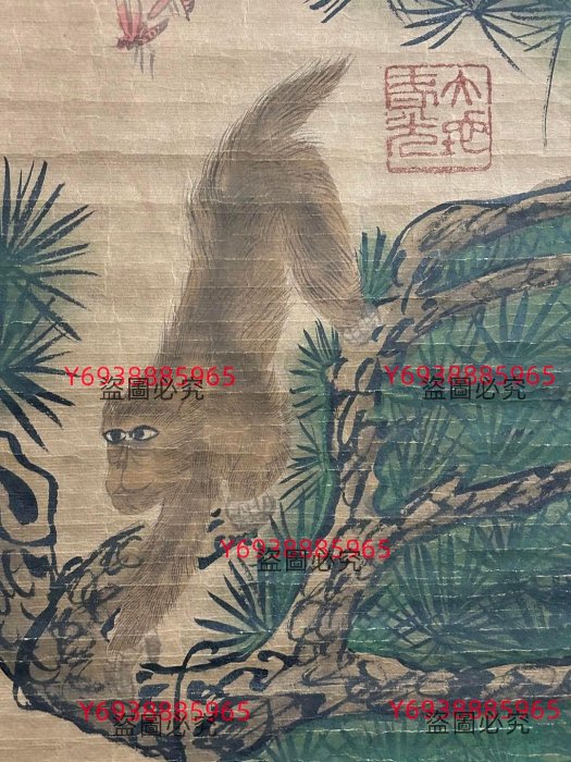 代號TZ279《郎世寧動物》三尺中堂手繪作品畫心材質：宣紙裝裱尺寸：長