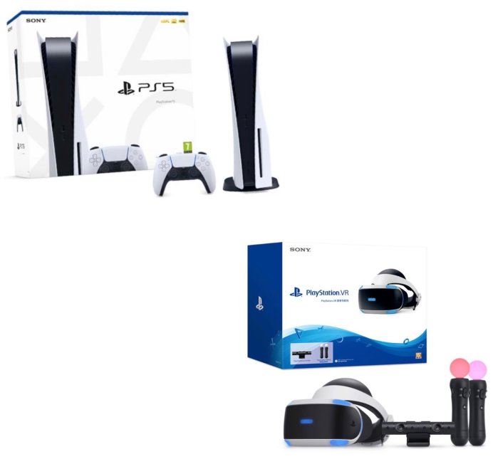 PS5 光碟主機 + PS VR豪華全配包 +PS4遊戲x２片隨機 臺南 高雄可面交 總金額28900