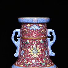可議價清乾隆粉彩花鳥紋雙耳瓶，高26cm直徑20cm，編號3817634官窯、民
