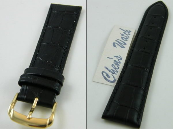 【錶帶家】『超值代用』LIMA 義大利進口鱷魚紋牛皮真皮錶帶 20mm 16mm 14mm 12mm 霧面黑色