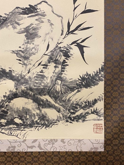 〈雪涛 王原祁〉合作 蘭竹図 掛軸 工芸印刷 中国画 清代 183 雪涛 王原祁〉合作 蘭竹図 掛軸 工芸印刷 中国画 清代 183 雪涛 王原祁