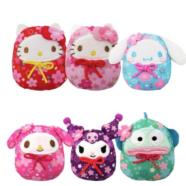 小禮堂 Sanrio 三麗鷗 造型娃娃磁鐵 (櫻花達摩款) Kitty 美樂蒂 酷洛米 大耳狗 人魚漢頓