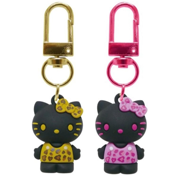 【震撼精品百貨】Hello Kitty 凱蒂貓~日本Sanrio三麗鷗 KITTYPVC造型公仔吊飾2入組-黑豹紋*62033
