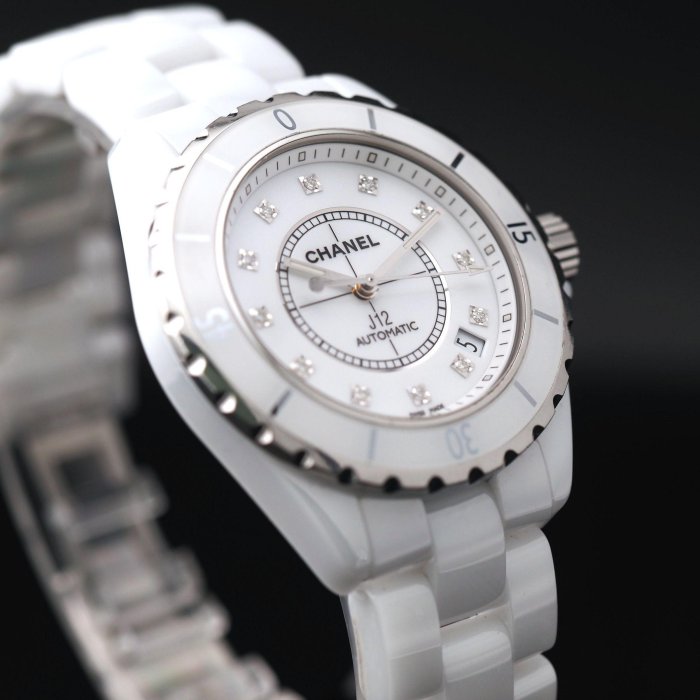 CHANEL 香奈兒 J12 H1629 經典12顆鑽 38mm 白陶瓷機械女錶 小香 自動上鍊 | Yahoo拍賣
