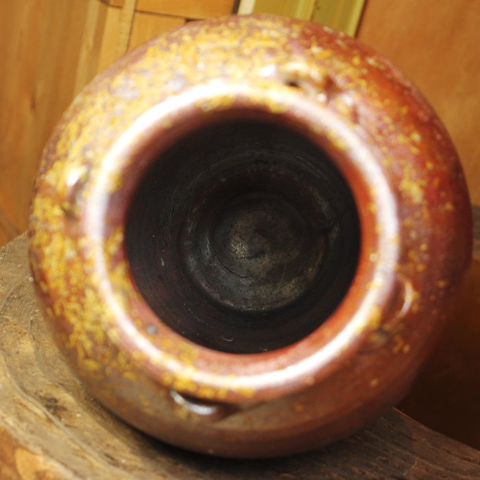 古備前　四耳壺　葉茶壺　w912 Amazon.co.jp: 古備前 桃山時代 四耳 葉茶壺 葉茶壷 茶道具 陶印