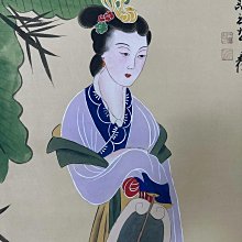 張大千】仕女四尺中堂畫貼雙信札純手繪作品裝裱尺寸:217*79cm左右畫芯