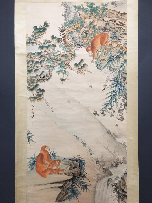 編號20839 畫家程璋四尺中堂畫猴子畫手繪畫畫工精細【藏寶古玩