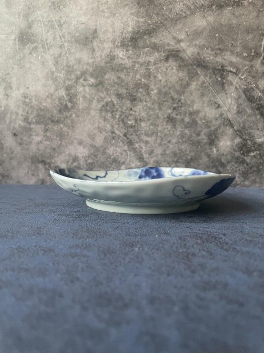 日本回流中古青花葡萄盤復古藍三味瓷器懷舊中式餐盤古早味茶器日式經典