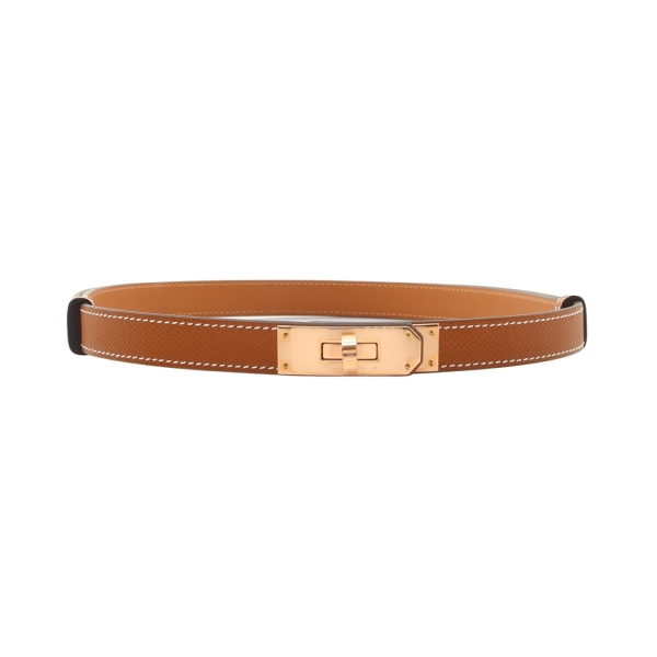 HERMES 愛馬仕 Kelly Pocket 18 皮帶 金棕色 Epsom牛皮 K刻 玫瑰金釦 H069853CD37 【二手名牌BRAND OFF】