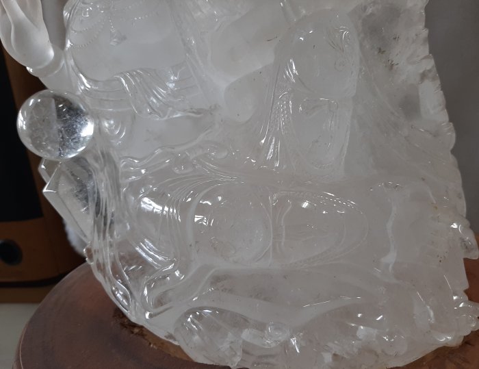 永誠精品尋寶地No.7742 天然水晶白水晶觀音雕件觀世音菩薩如意寶珠觀音
