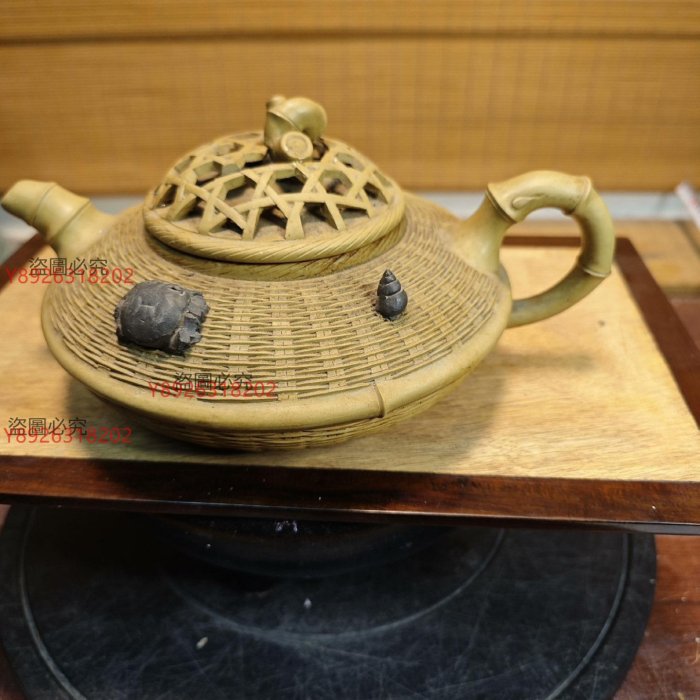 極上品 貴重 宜興紫砂手彫 カニ紋 竹編紋 八方來財 儲物罐 文房置物 賞物 稀少 美品 蟹壳青紫砂壶价格报价行情- 京东