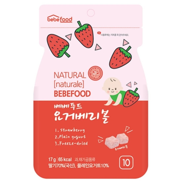 韓國 bebefood 寶寶福德 草莓優格豆逗餅 17g 10m+【南風百貨】