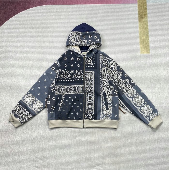 日本制KAPITAL BANDANA HOODIE 平田和宏拼接腰果印花連帽外套衛衣帽衫