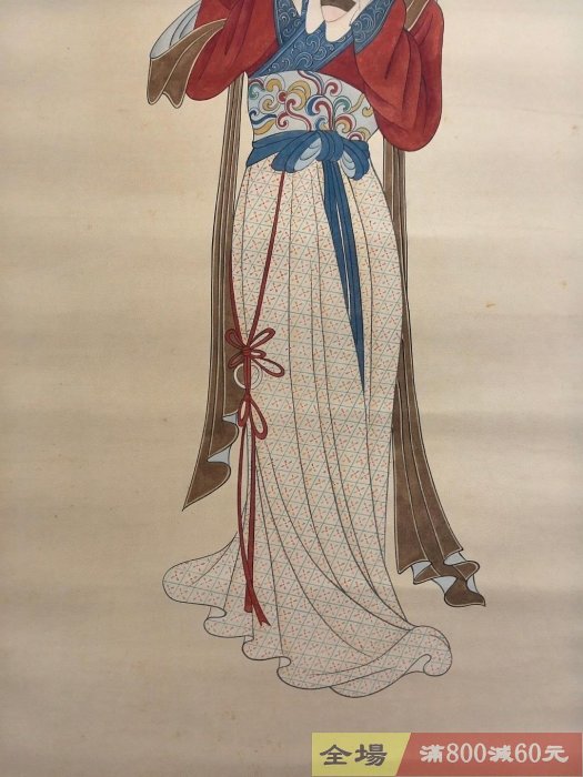 張大千仕女圖工筆人物畫尺寸133×49cm 卷軸裝裱成色輕微舊痕無損傷這幅