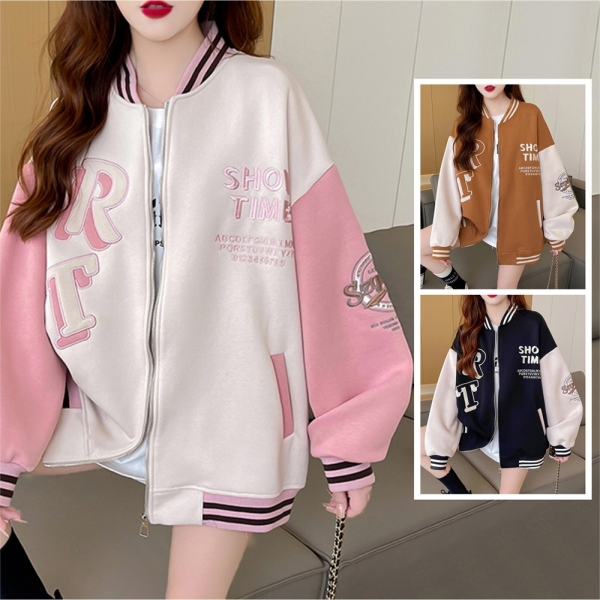 ＊ORead＊韓版寬鬆撞色衛衣棒球服外套(3色M~2XL)