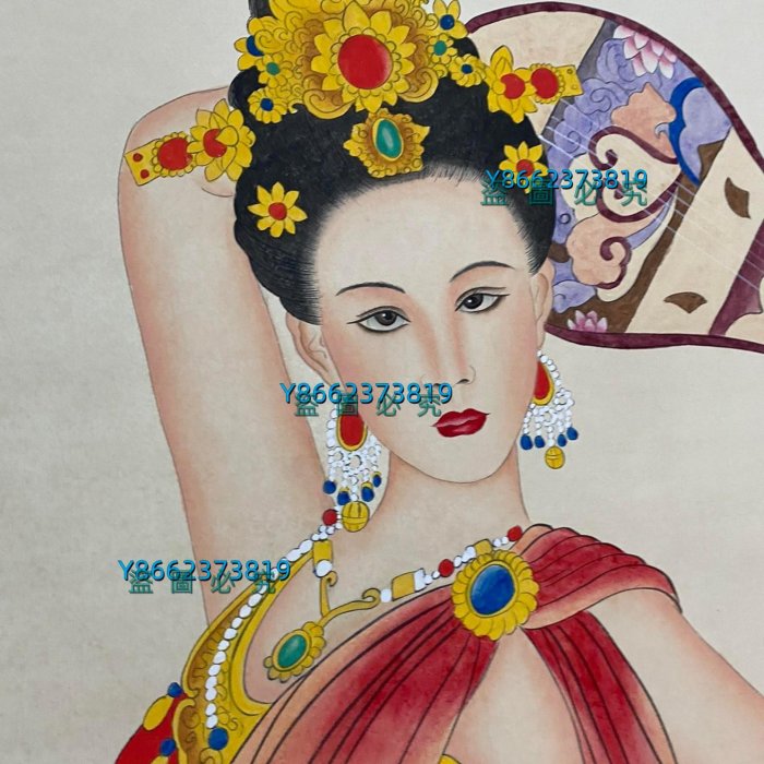 編號KAT一129精品四尺中堂畫張大千人物畫手繪之作實物攝—圖—物【藝海拾