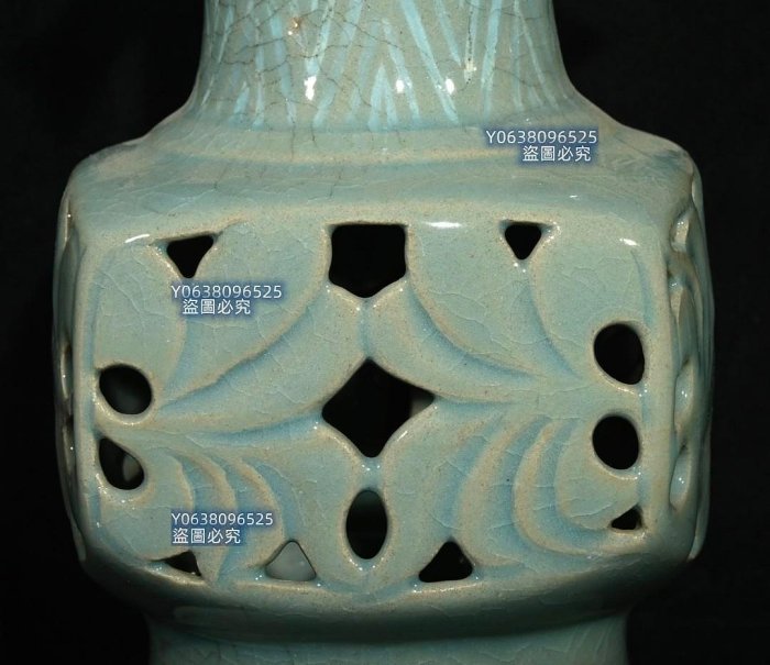 高麗瓷鏤空魚耳瓶，高21.3×10釐米200262 鈞窯汝瓷官窯二手【古雲
