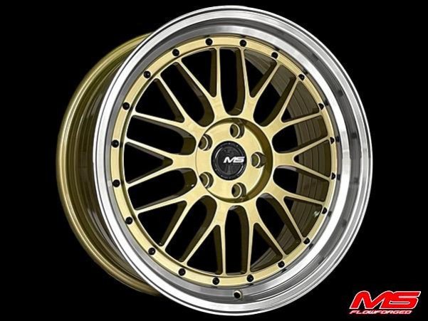 全新鋁圈 MS MS823 19吋旋鍛 5孔114.3 5孔112 108 120 金色拋光邊唇 類 B LM LM2