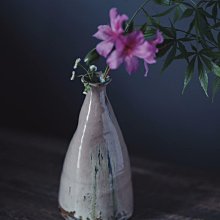 日本古美術唐津燒名家鏡山窯井上東也作花瓶侘寂風花器花入手捏手作非常