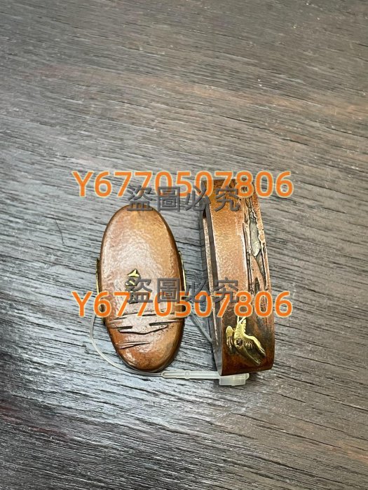 鍔 短刀鐔2枚 丸形鐔 鉄地 -象嵌あり 木瓜形鐔 鉄