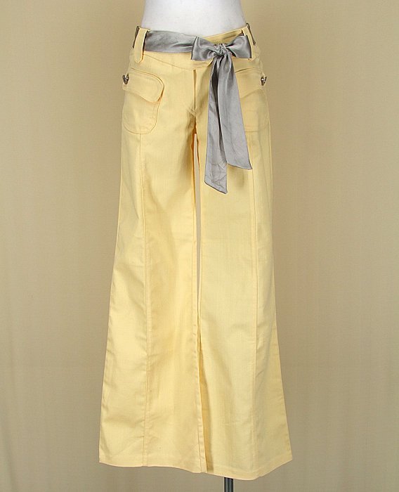 ◄貞新二手衣►YARD 正韓組 粉黃綿質喇吧褲M號66號(67710)