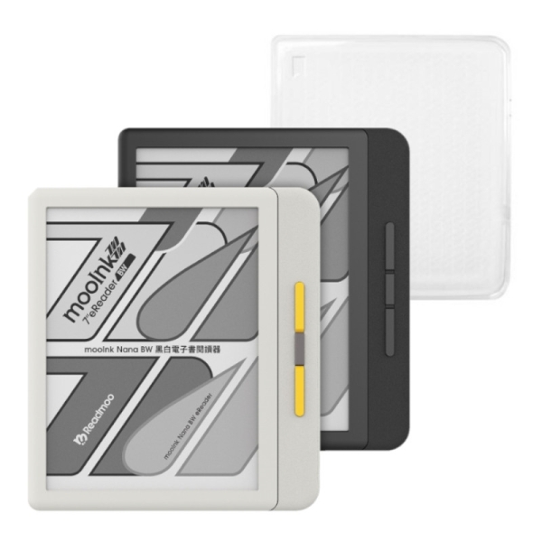 *(結帳再折)Readmoo讀墨 7吋 mooInk Nana BW 黑白電子書閱讀器+透明保護殼-暗夜黑/迷月白