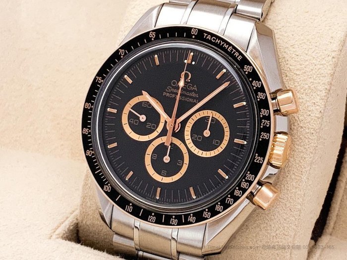 【經緯度名錶】OMEGA Speedmaster 33665100 超霸專業月球錶 阿波羅15號 35週年限量版 玫瑰金錶圈 TLW86101