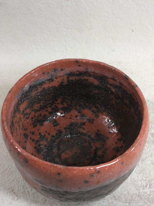 赤樂燒茶碗，飛鳥窯中島卓作，全新未使用舊藏古玩陶瓷二手【董先生收藏