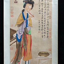 嚴選沈周風味純手工仕女圖中堂掛軸，三尺絹本藝術品客廳裝飾字畫中堂畫