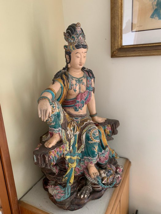 啟秀齋】委託代售龍鳳祥交趾陶名師呂勝南絕版作品水月觀音(大件