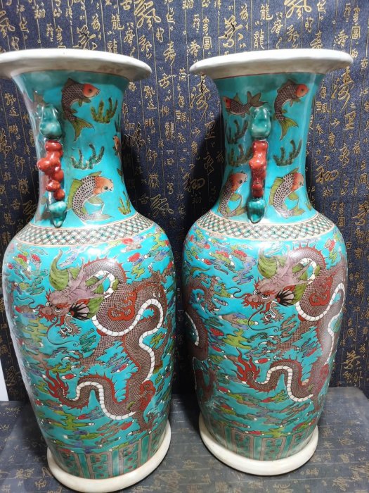 清康熙時代 粉彩 紅綠彩龍文筆筒 文房具 名品珍品　唐物　古賞物(E-52) 大清康熙年制手繪粉彩龍大雙耳瓶一對【絲綢之路】 | Yahoo拍賣