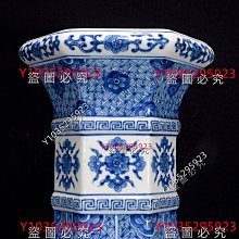 清乾隆時代　染付 青花山水楼閣紋四方花口大鉢　八角倭角供碗(B-111) 清乾隆青花開窗閣樓山水紋豎口瓶49×29 舊藏古董古玩【古齋】-2071