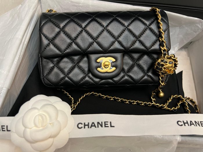 （已售）現貨 全新 CHANEL  CF20 黑色 核桃 金球 20cm