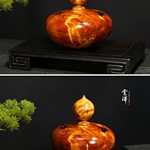 台灣檜木高海拔超重油! 捲絲樹瘤車製黃金榴花聞香花瓶聚寶盆1元起標