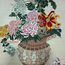 中国画・慈禧太后 花瓶宮花屏 四尺中堂 掛け軸／防偽仕様 慈禧太后花卉紙本手繪，畫心尺寸171x67厘米，畫面構圖精美，多色菊花