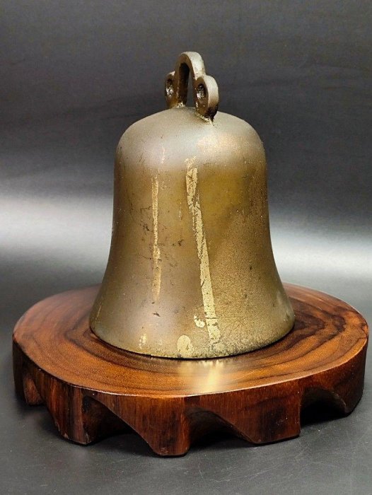 吊鐘，古道具，古銅製，時代物 早期銅雕老件- 吊掛敲擊式古吊鐘（銅鐘穴）（風水/古董/收藏/銅爐/香爐