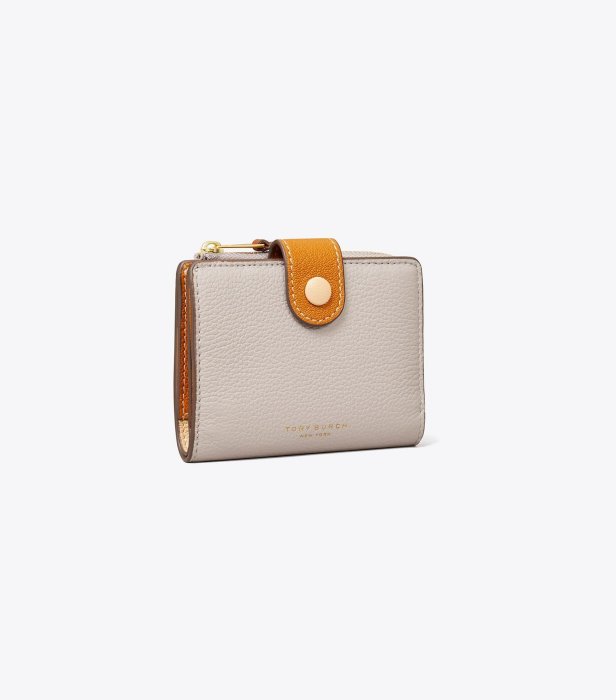 【TORY BURCH】專櫃經典款 防刮超軟皮革對折釦式短夾 手拿包 零錢包