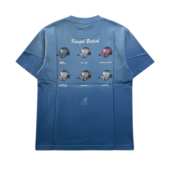 KANGOL 短T 藍色 洗水 落肩 重磅 帽子 短袖 上衣 中性 6625100382