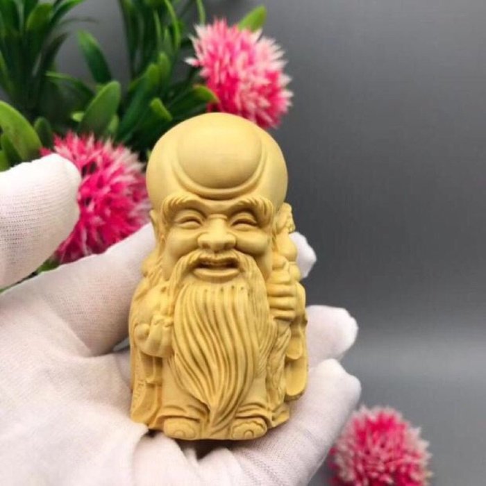 黃楊木雕Q版福祿壽高7公分| Yahoo拍賣