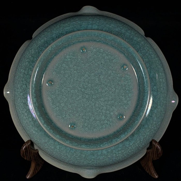 宋汝窯冰裂紋銘文花口洗，高5直徑20cm，3001698 瓷器官窯汝窯【古雲