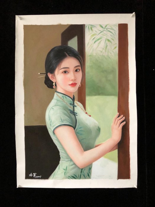 冷軍 作品図 手描き油彩画 人物画 70×100cm 嚴選冷軍经典人物油畫，手工創作尺幅100x70cm，收藏推薦冷軍人物油畫