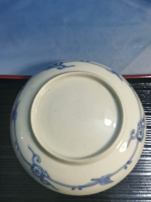 明天啓時代　染付　福禄寿三星人物小盤　青花人物故事紋小皿(F-191)　竹林七賢 明天啓時代 染付 福禄寿三星人物小盤 青花人物故事紋